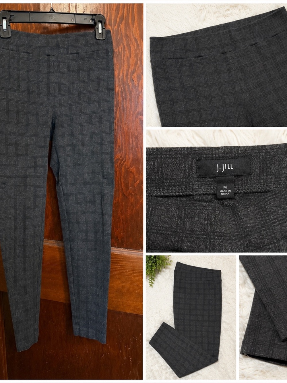 LOFT Gray Plaid Pull-On Ankle Pants – Size M